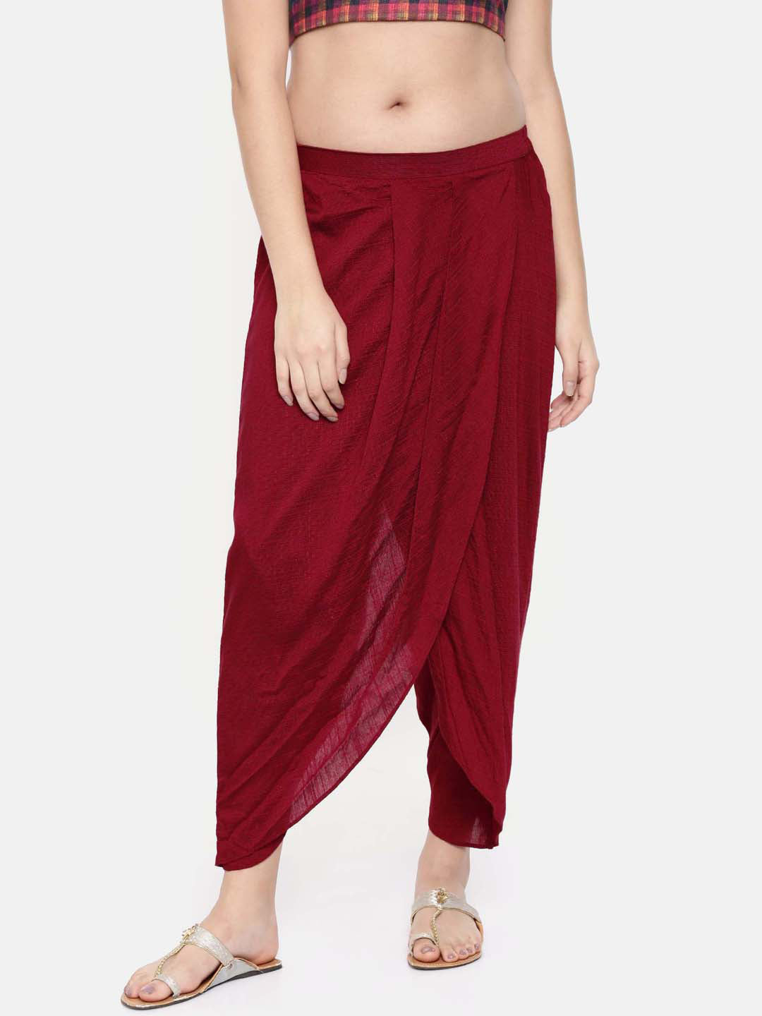 KUNZA l Shop Online l Embroidered Beige Dhoti Pants